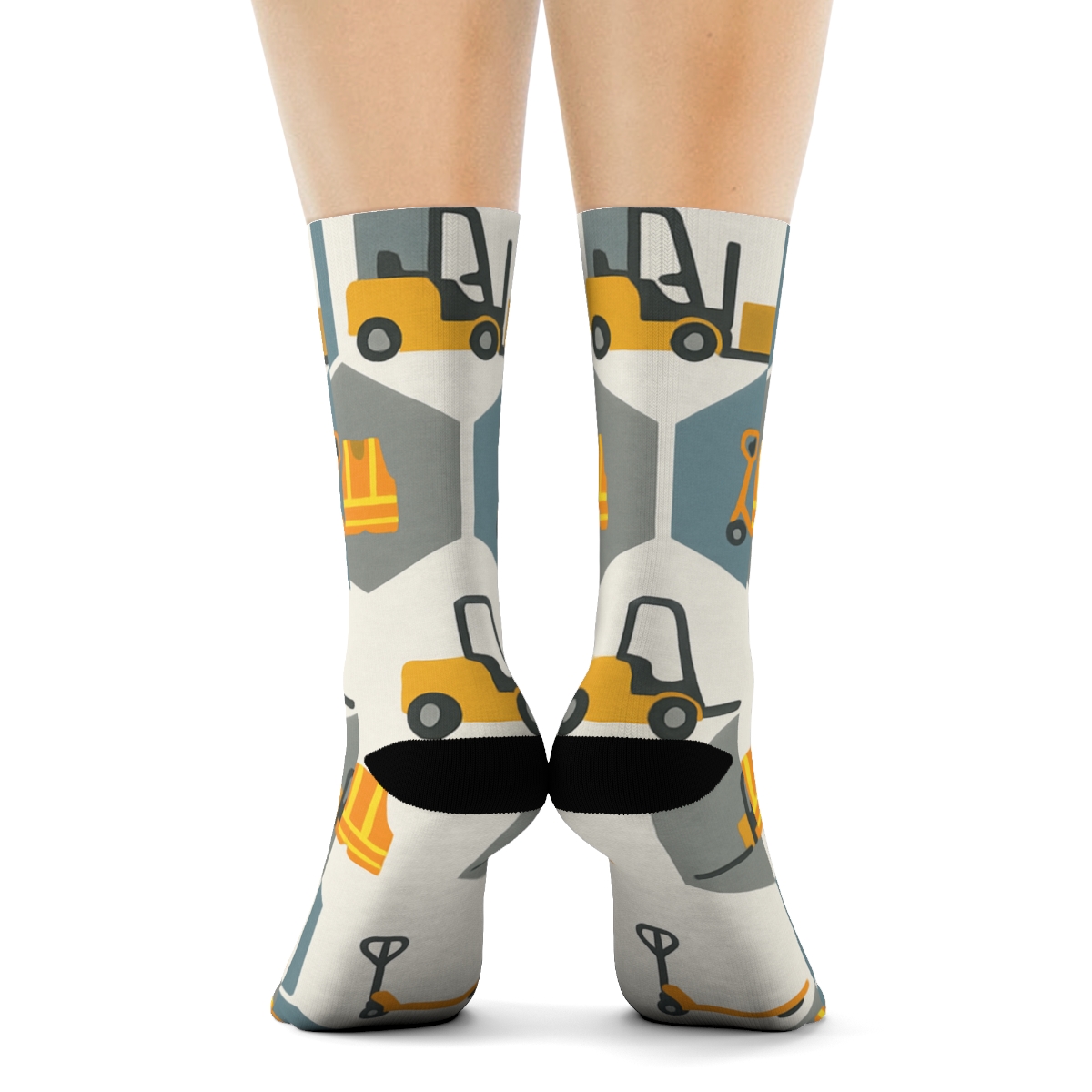 Forklift Rhythm Tessellation With Warehouse Worker Energy custom crew socksForklift Rhythm Tessellation with Warehouse Worker Energy Crew Socks - Image 4