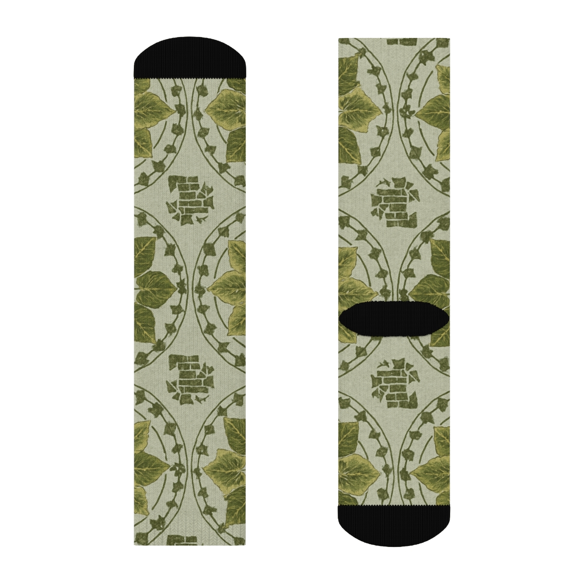 Ivy Medallion Tile On Stone Gray Ground soft everyday crew socks