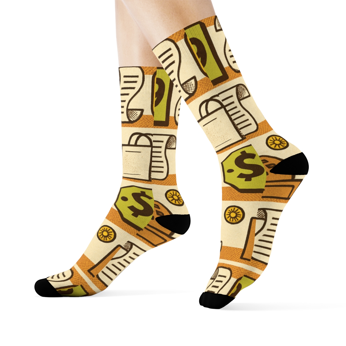 Retro Price Tag Parade Cashier custom crew socks