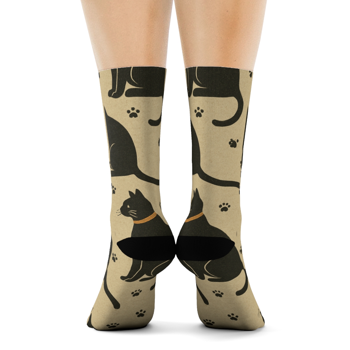 Vintage Poster Cat Silhouette Tessellation custom crew socks