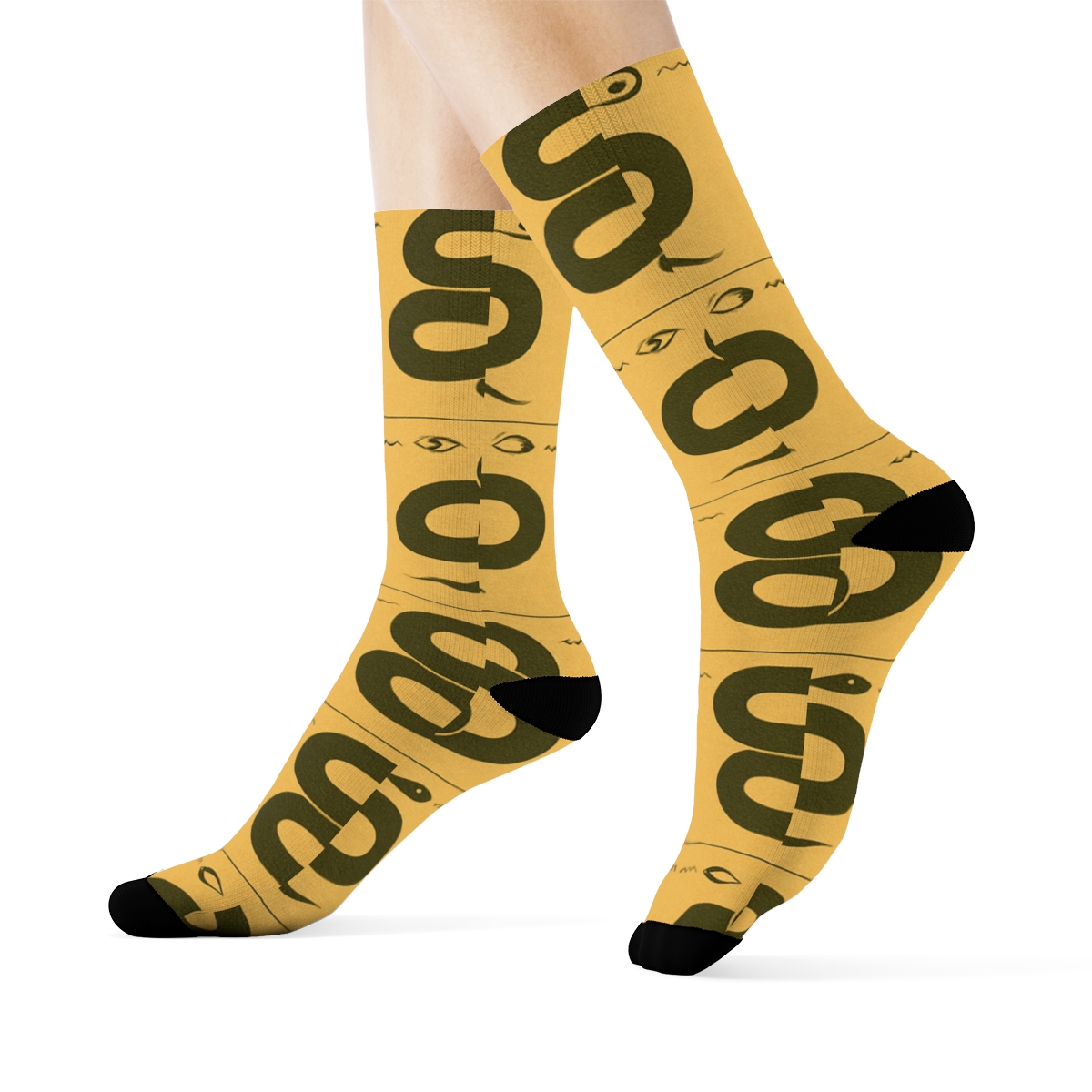 Sunlit Coils With Snake Silhouettes Bands unique graphic crew socks