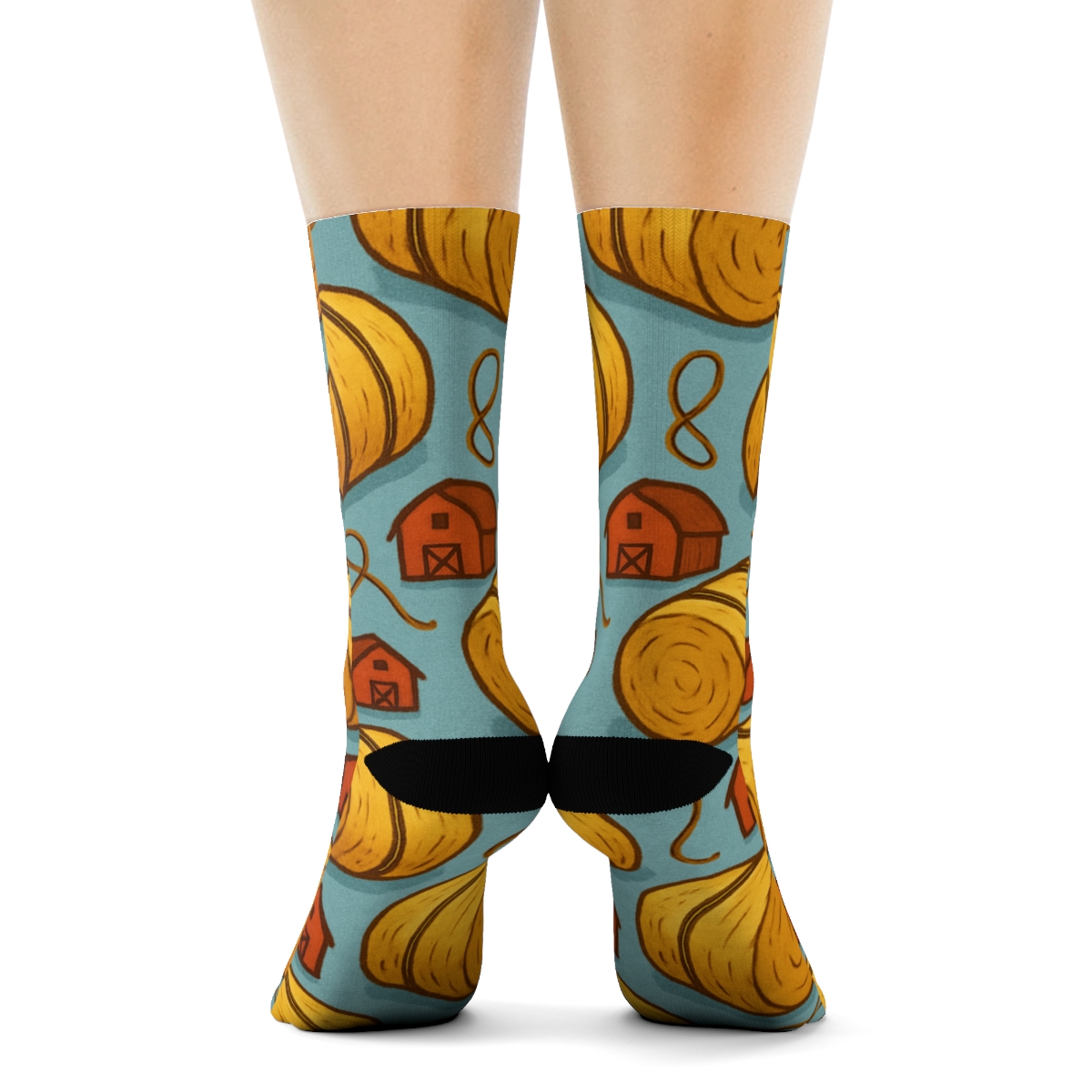 Hay Bale Lattice With Rancher Charm unique graphic crew socks