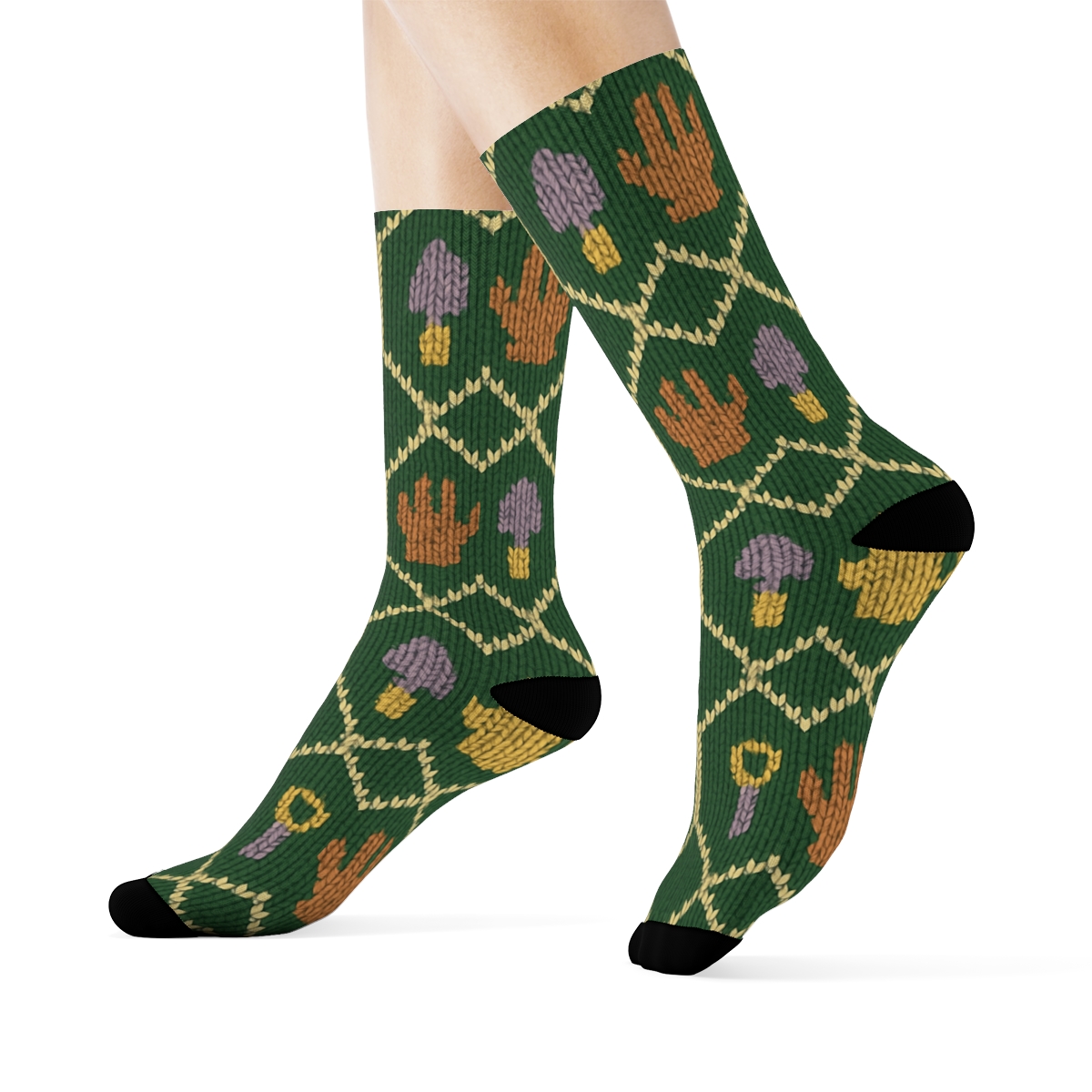Knitted Trellis Gardener Pattern Illusion custom crew socks