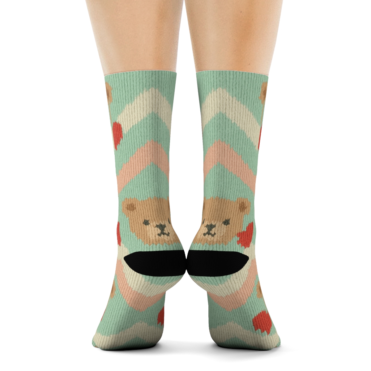 Teddy Bear Stocking Chevron soft everyday crew socks