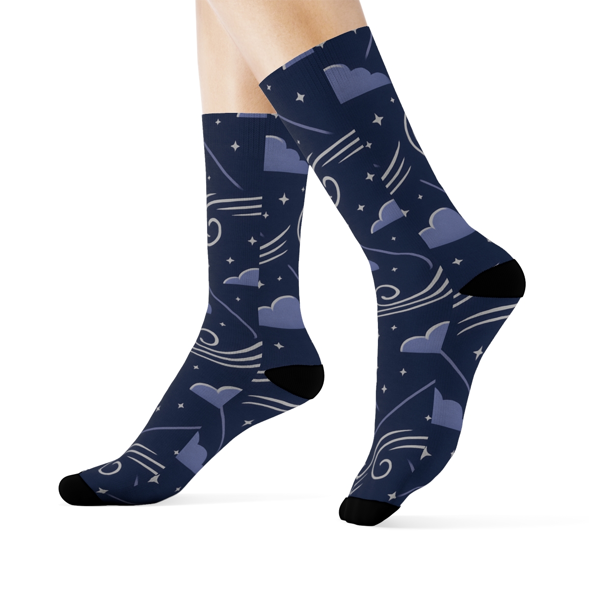 Twilight Wind Lines And Clouds Lattice comfortable cotton crew socks