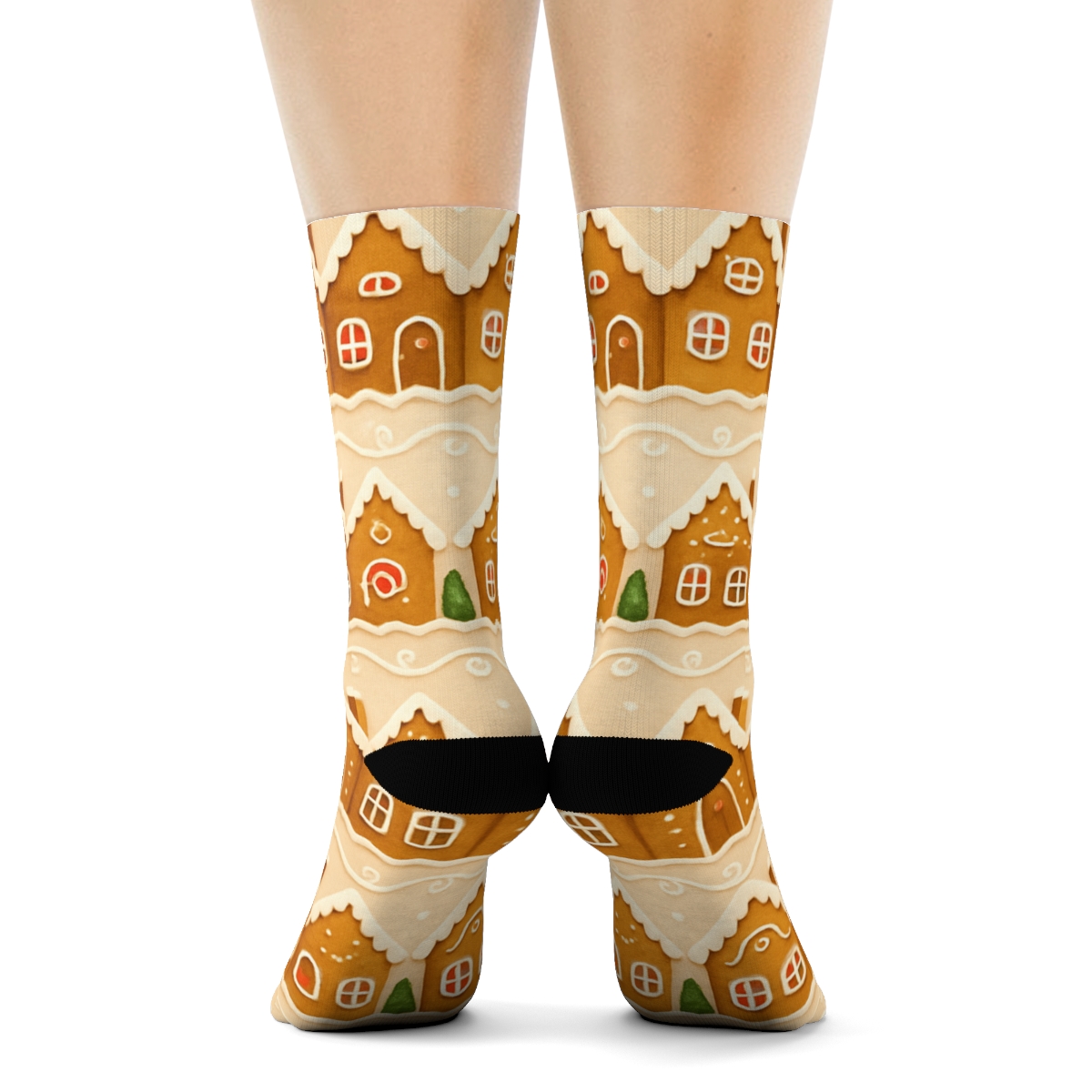 Gingerbread Village In Xmas Band Pattern stylish athletic crew socks