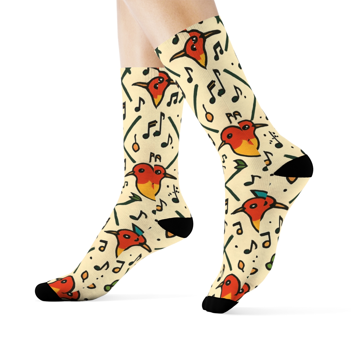 Garden Party Lattice With Bird In Midflight premium sports crew socks