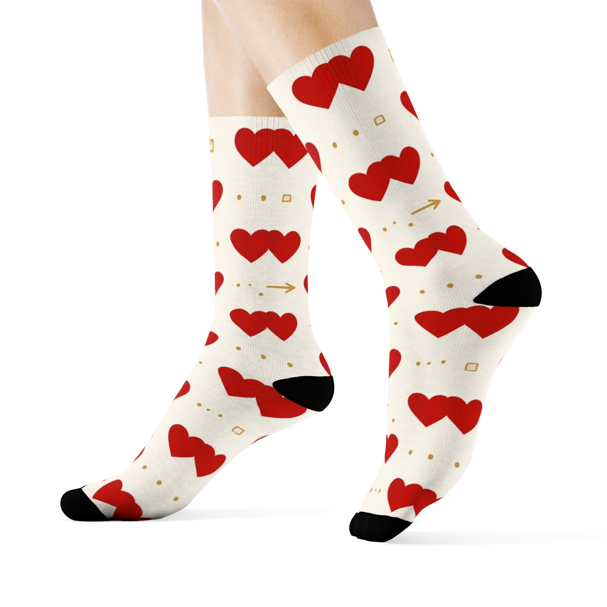 Love Notes In Valentine’s Heart With Arrow Band Pattern soft everyday crew socks