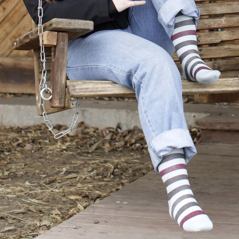 Thick Stripe Wool Knee High Compression Socks