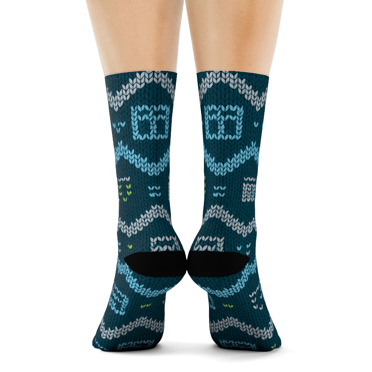 Knitted Pattern With Data Analyst Trend Lines trendy patterned crew socks