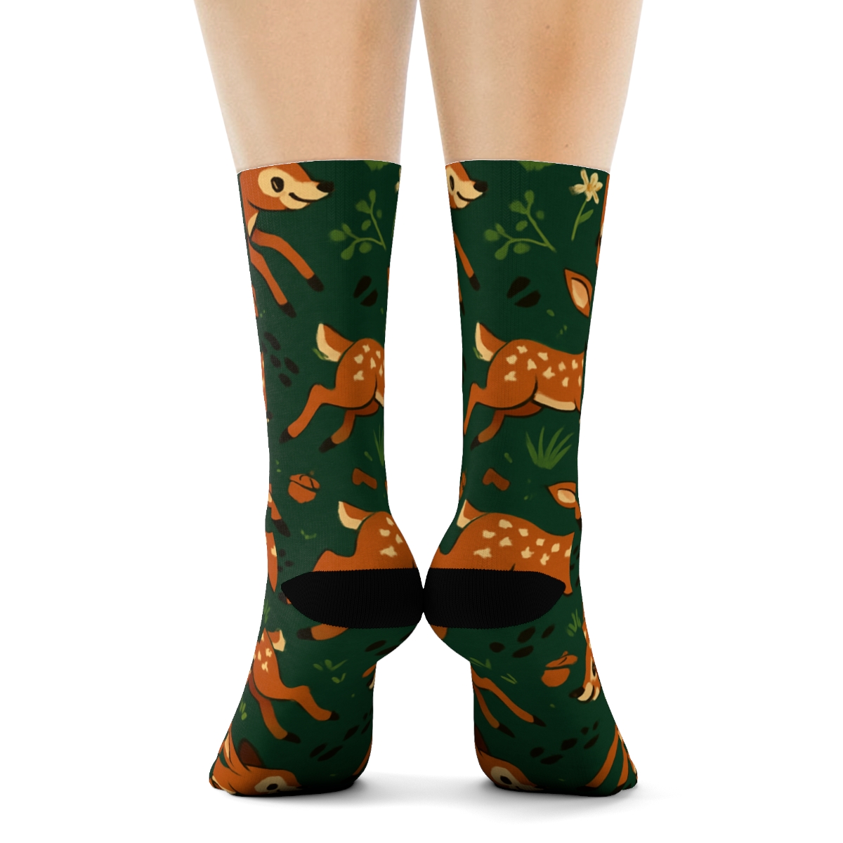 Celestial Meadow Fawns Pattern Deer Edition comfortable cotton crew socks
