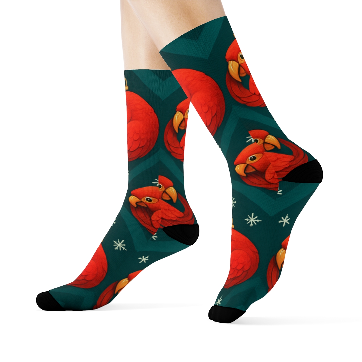 Parrot Christmas Bauble Chevron unique graphic crew socks