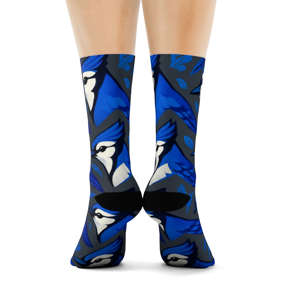 Blue Jay Crest Chevron On Slate unique graphic crew socks