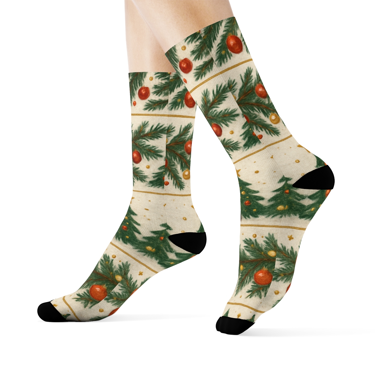 Starlit Gift Wrap Pattern Christmas Tree Edition personalized crew socks