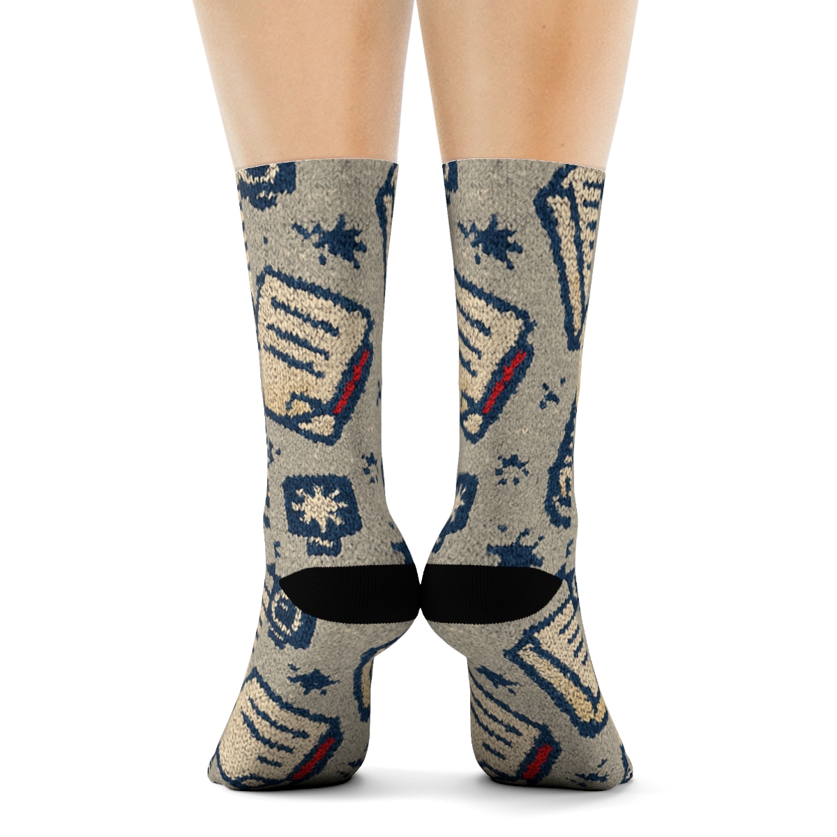 Ink Lattice With Reporter Microphones unique graphic crew socks