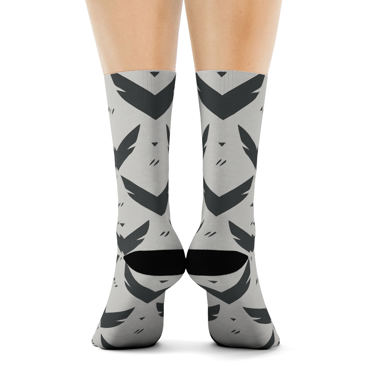 Eagle Wing Chevron On Light Gray Field trendy patterned crew socks