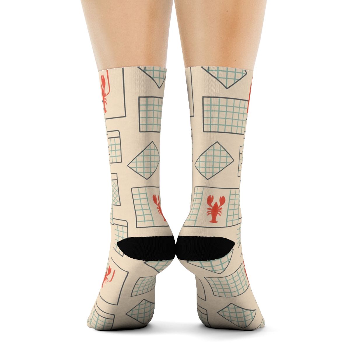 Minimal Trap Geometry With Lobster Accents unique graphic crew socks