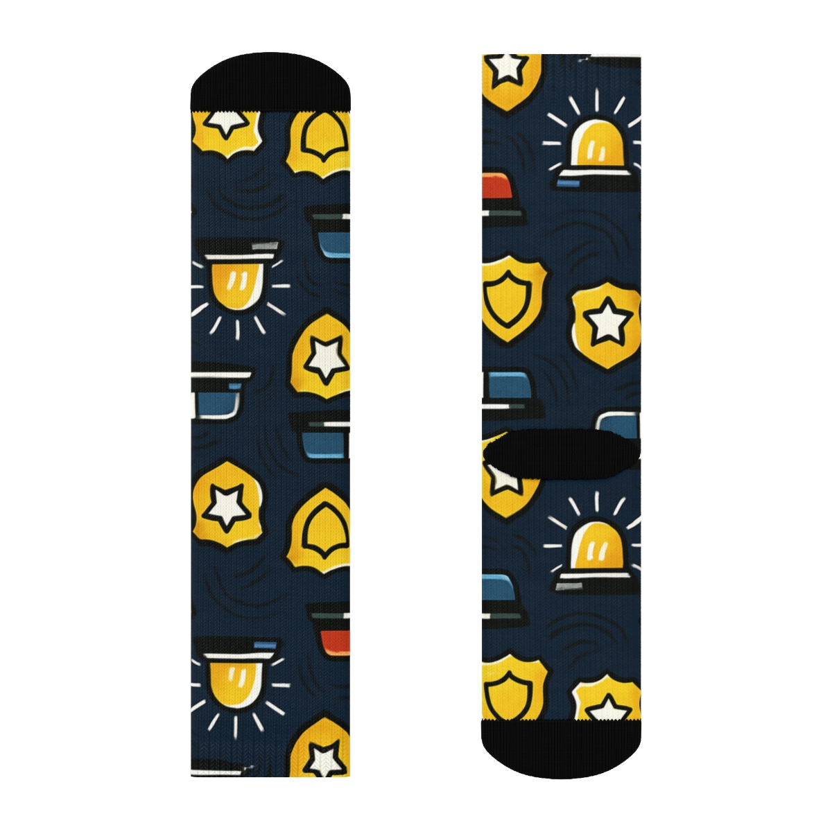 Night Shift Police Officer Light Bar Tessellation designer printed crew socks