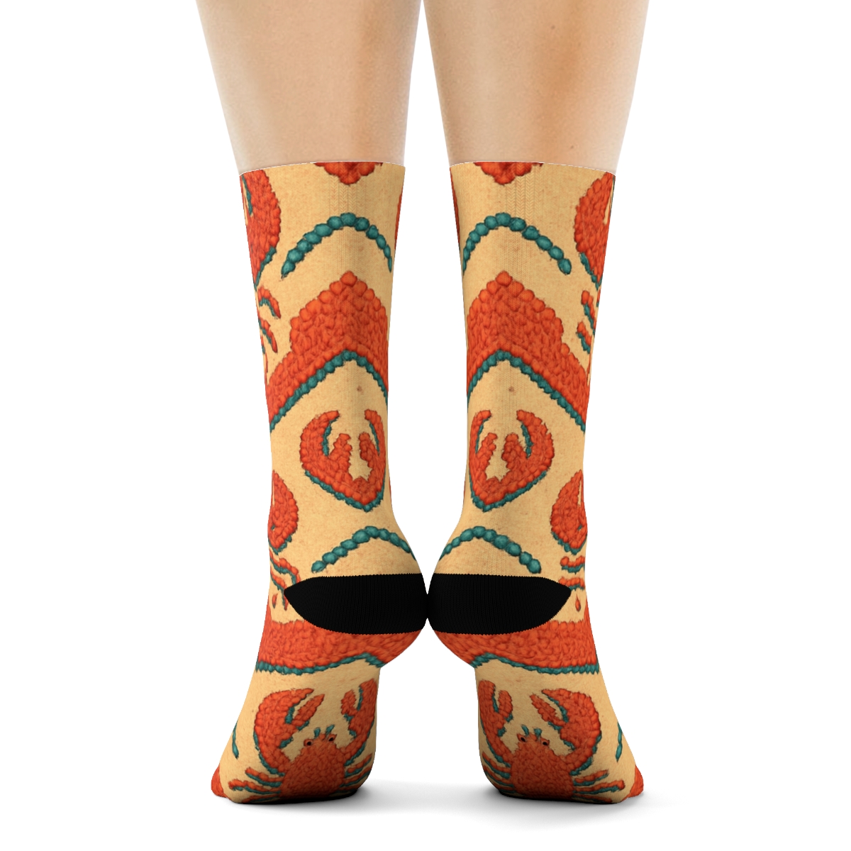 Knitted Illusion Lobster Chevron Tapestry personalized crew socks