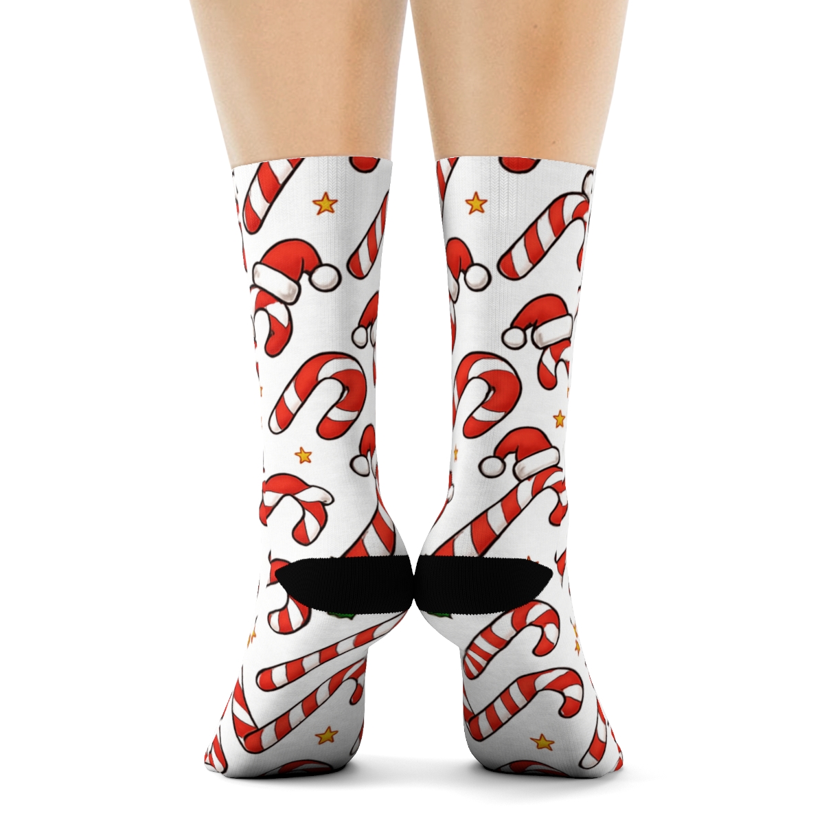 Candy Cane Chevron With Christmas Spark trendy patterned crew socks