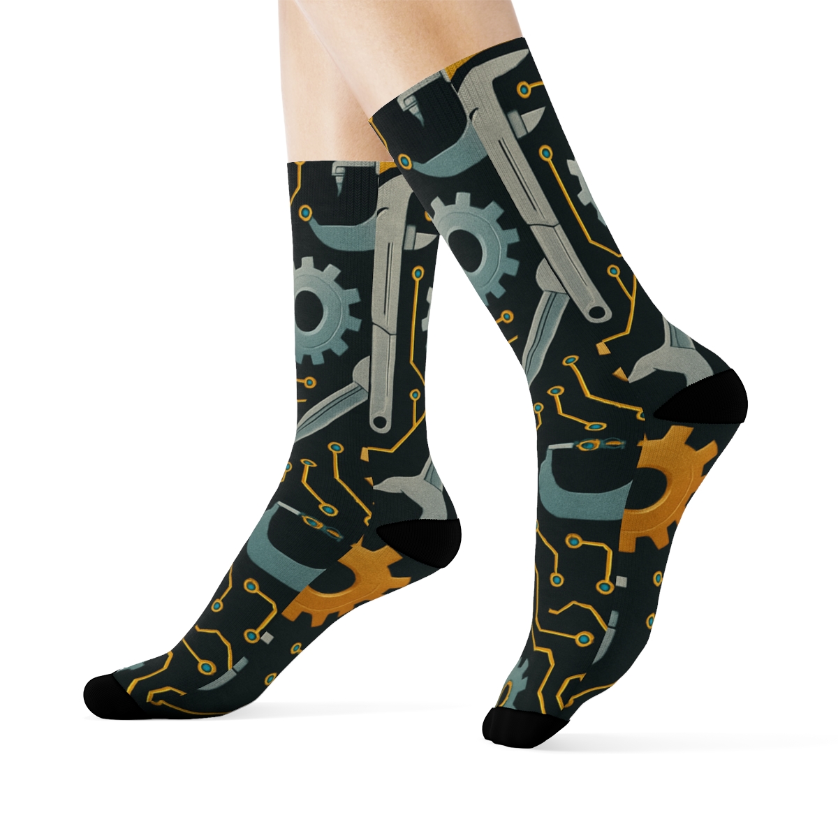 Gear Circuit Array With Mechanical Engineer Accents custom crew socks