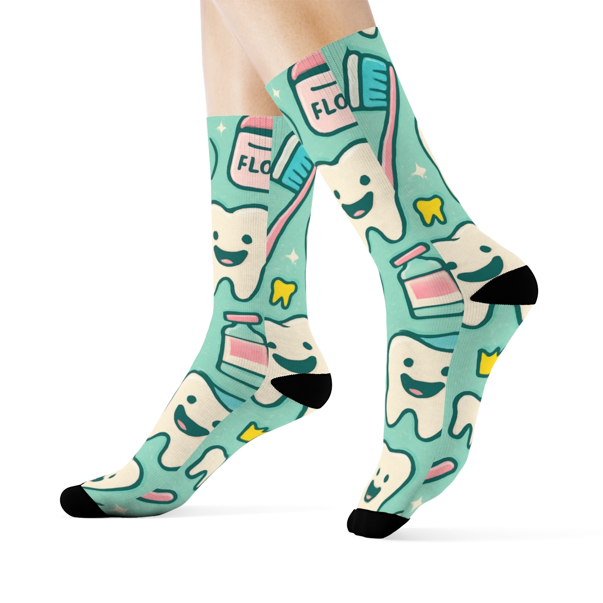 Candy Mint Dentist Tool Parade Pattern soft everyday crew socks