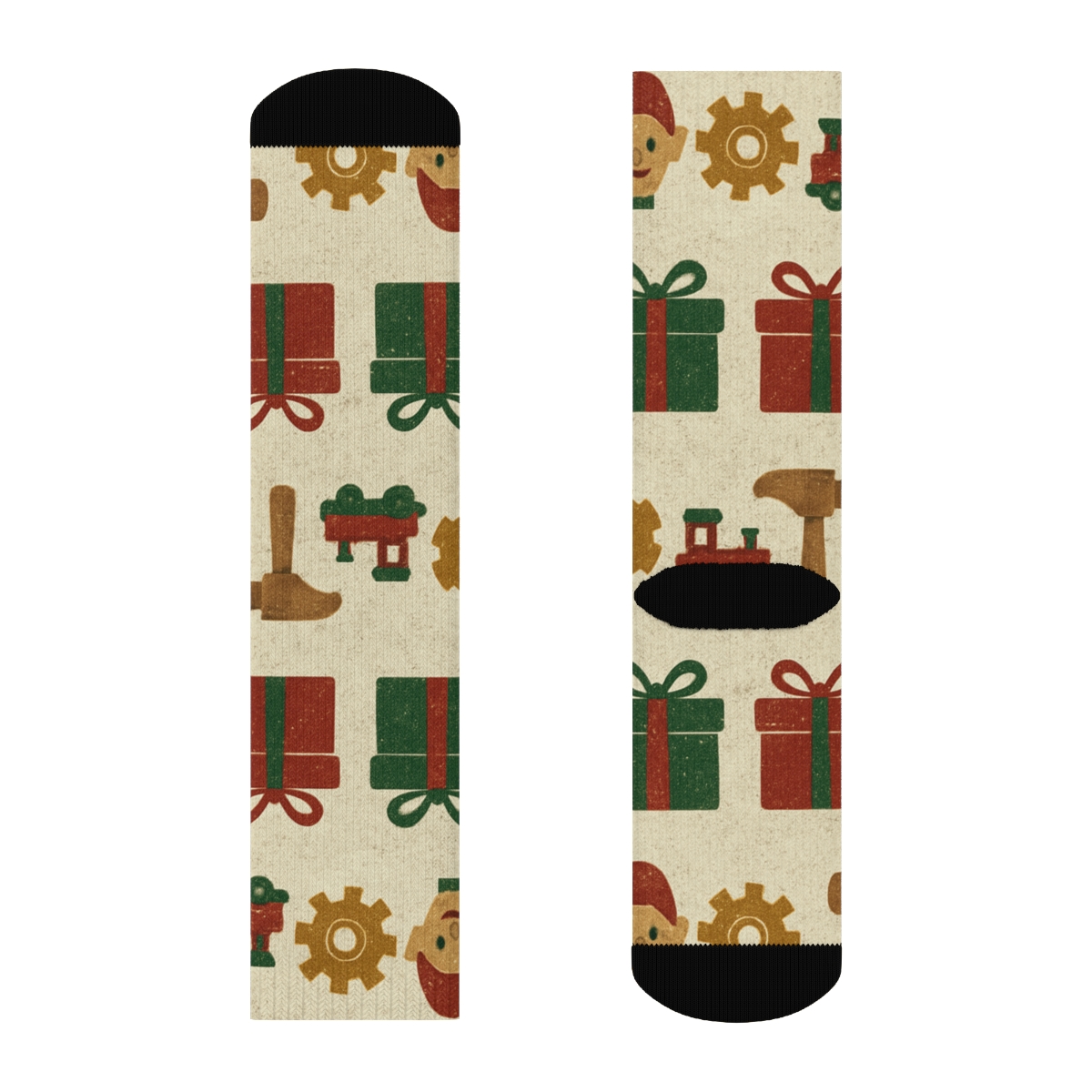 Elf Workshop Grid Bands trendy patterned crew socks