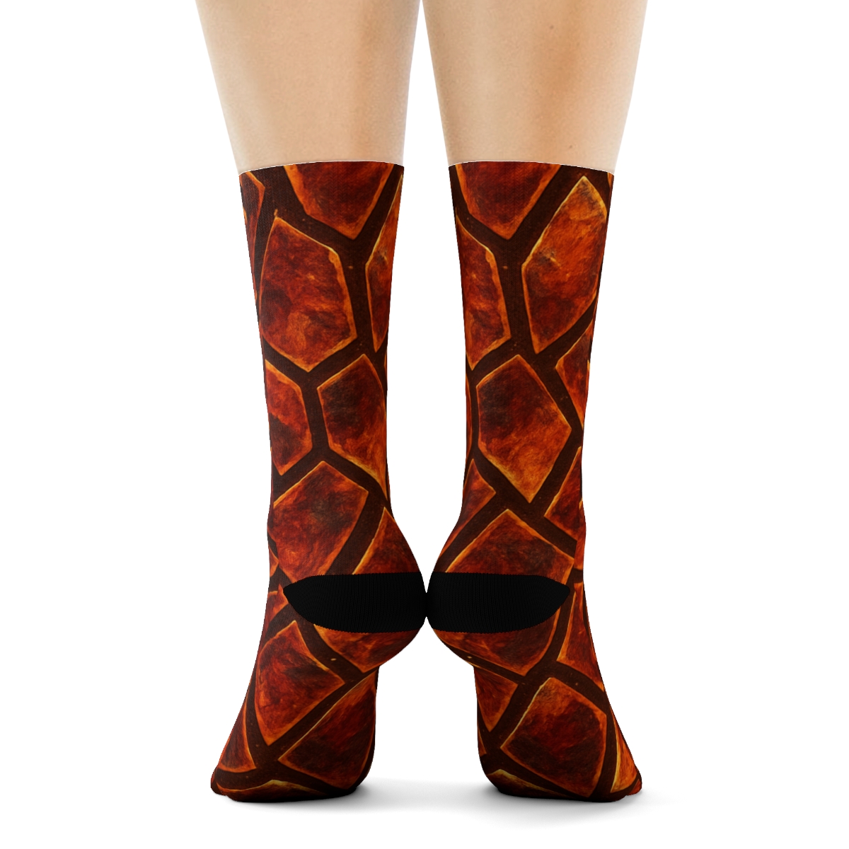 Molten Copper Ember Mosaic trendy patterned crew socks