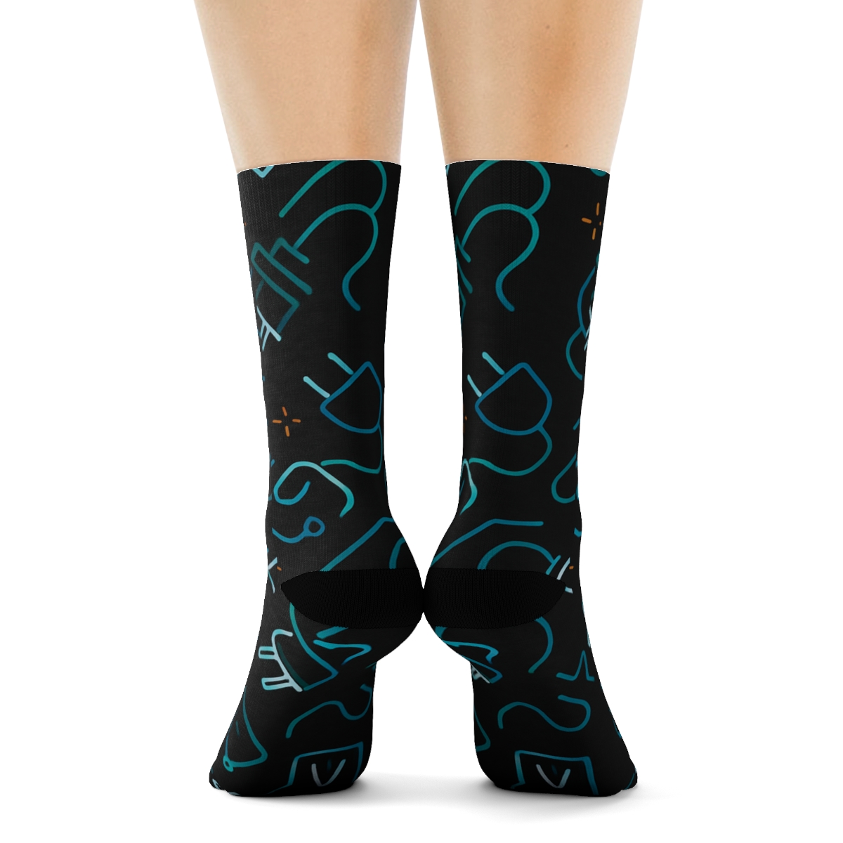 Circuit Teal Tiling, Electrician Edition stylish athletic crew socks