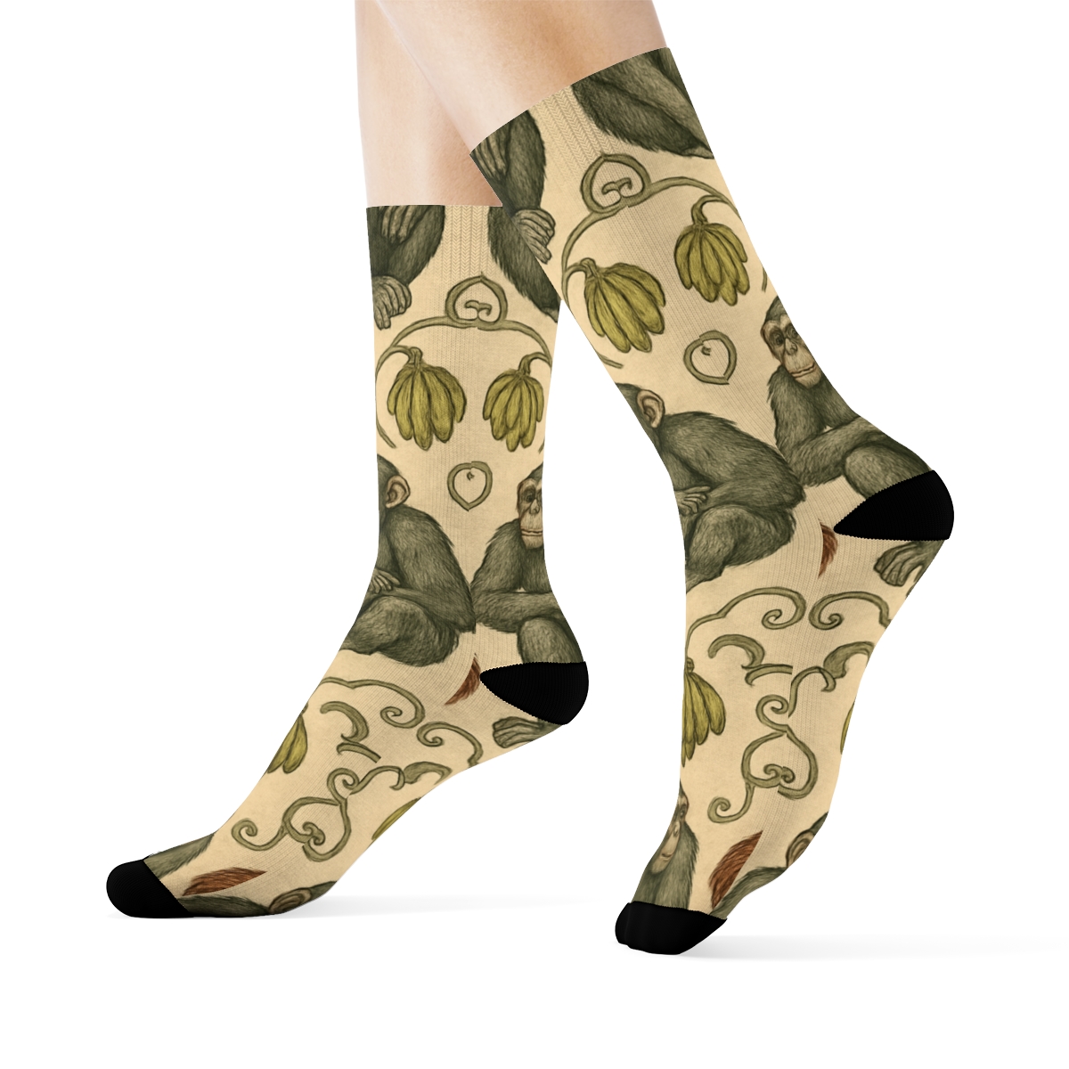 Vintage Jungle Tile Ape Study premium sports crew socks