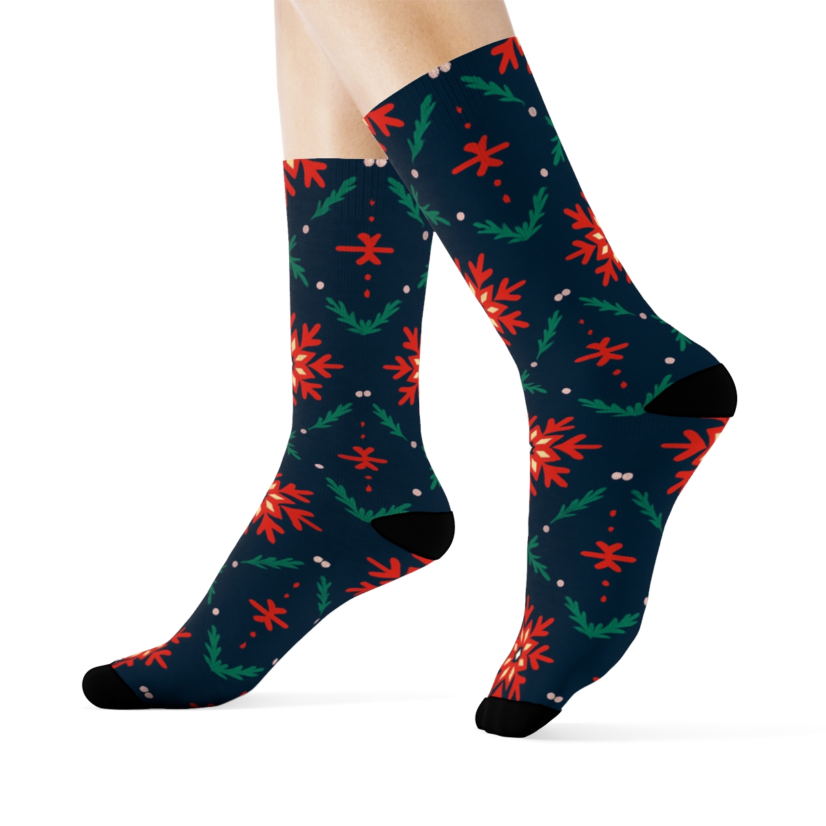 Christmas Nordic Snowflake Lattice custom crew socks