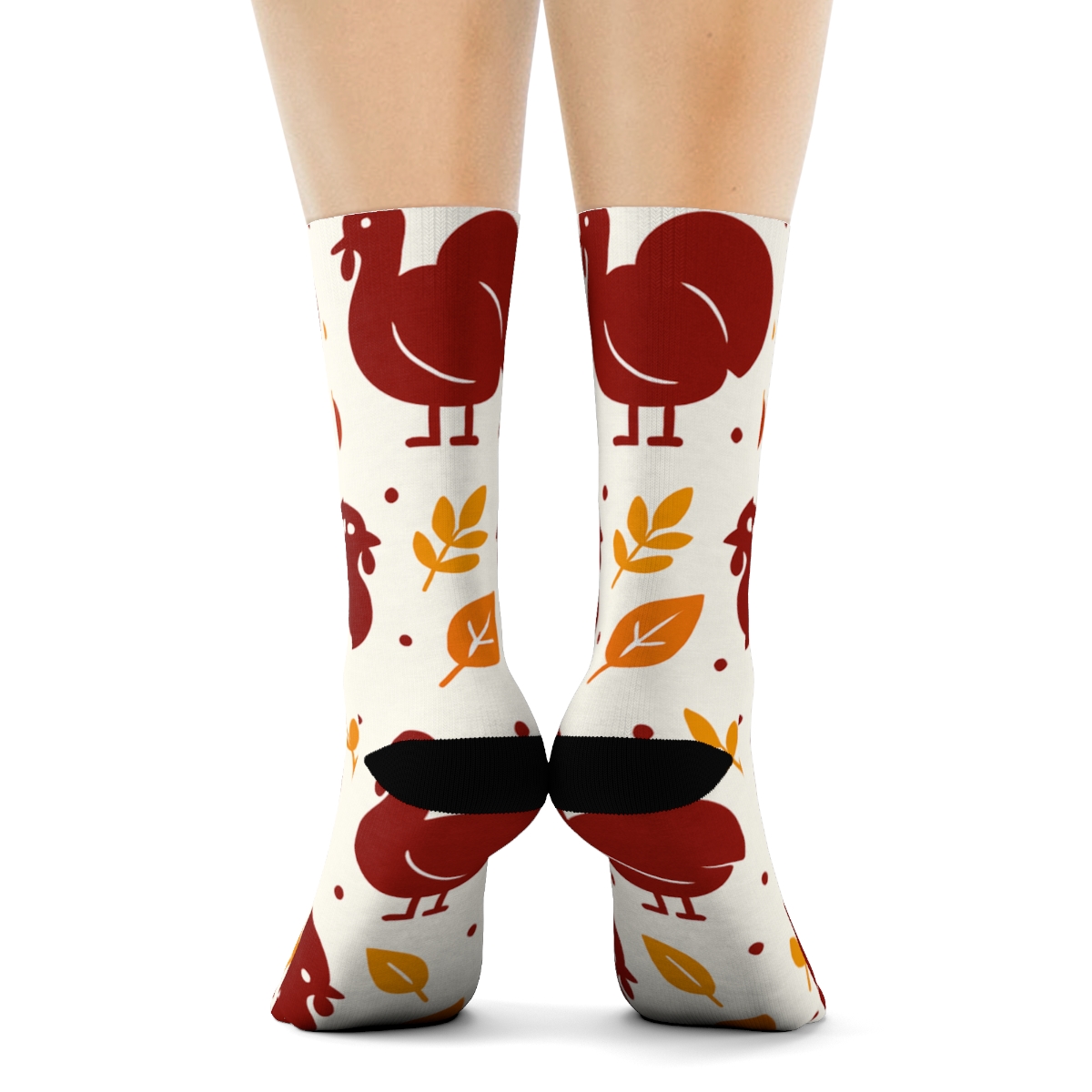 Autumn Harvest Grid With Turkey Silhouettes stylish athletic crew socks