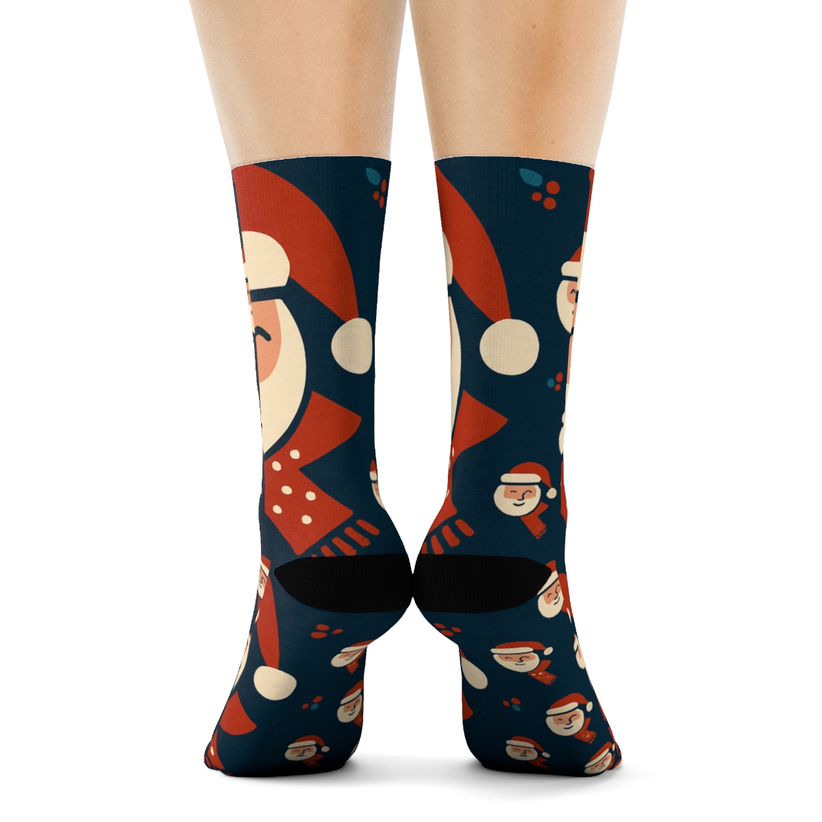 Santa Face Progression Holiday unique graphic crew socks