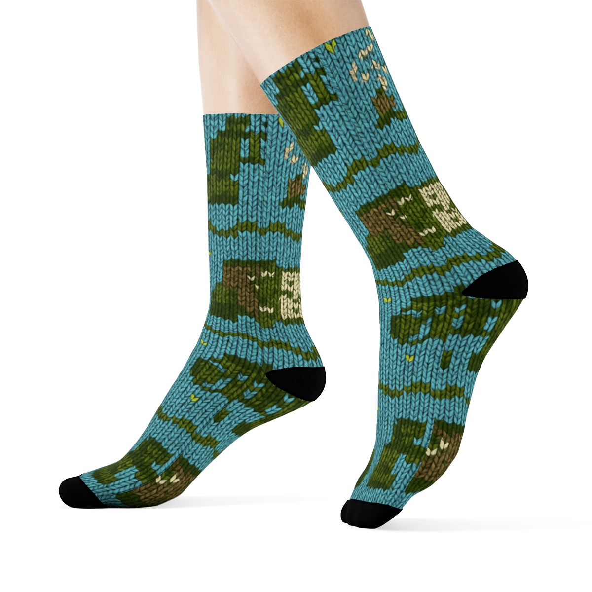 Knitted Illusion Trail Kit Pattern, Park Ranger unique graphic crew socks