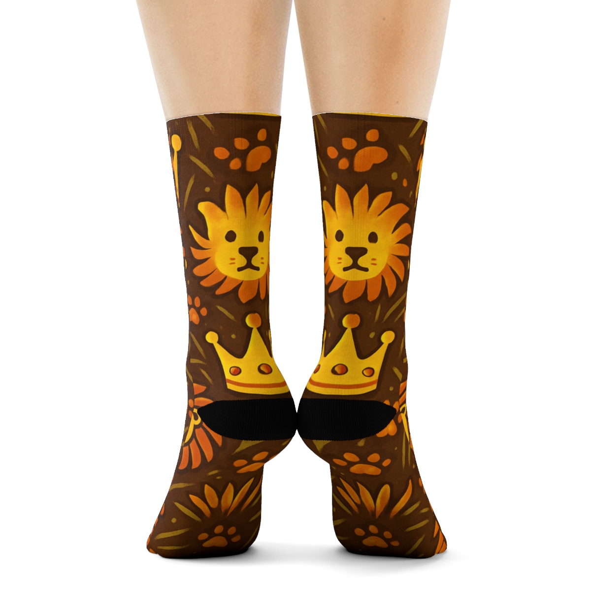 Savanna Sun Ray Lion Crown Tessellation designer printed crew socksSavanna Sun Ray Lion Crown Tessellation Crew Socks - Image 4