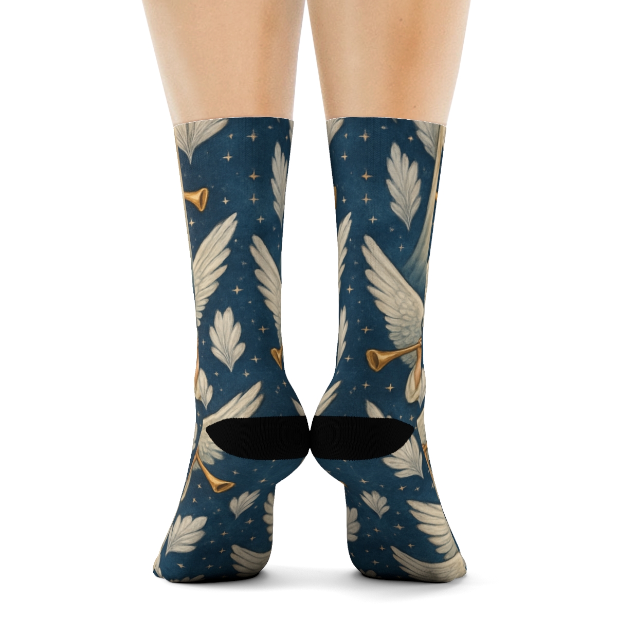 Heavenly Collage Of Clouds And Angel Motifs comfortable cotton crew socks