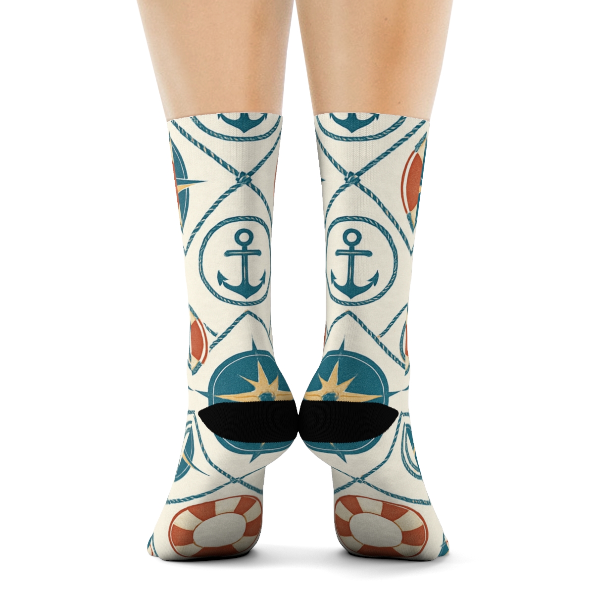 Vintage Poster Compass Lattice For Sailor comfortable cotton crew socks