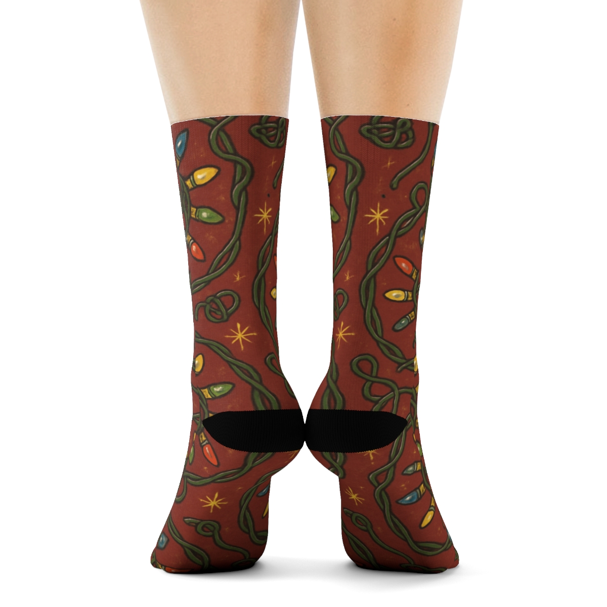 Tangled Garland Medallions On Warm Cranberry premium sports crew socks