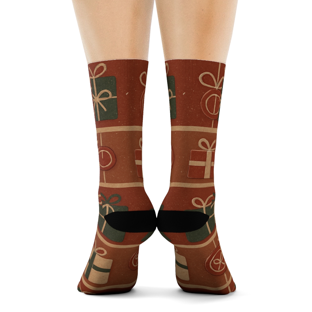 Vintage Kraft Poster Wrap Presents designer printed crew socks