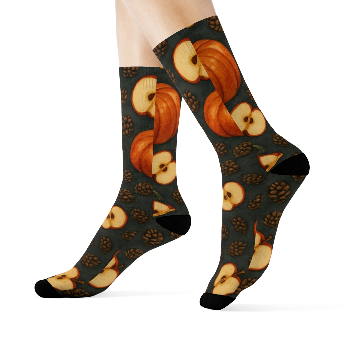 Watercolor Pumpkin Patch Mirror Tile On Charcoal Background stylish athletic crew socks