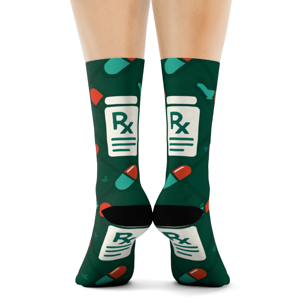 Capsule Lattice Grid, Modern Pharmacist comfortable cotton crew socks