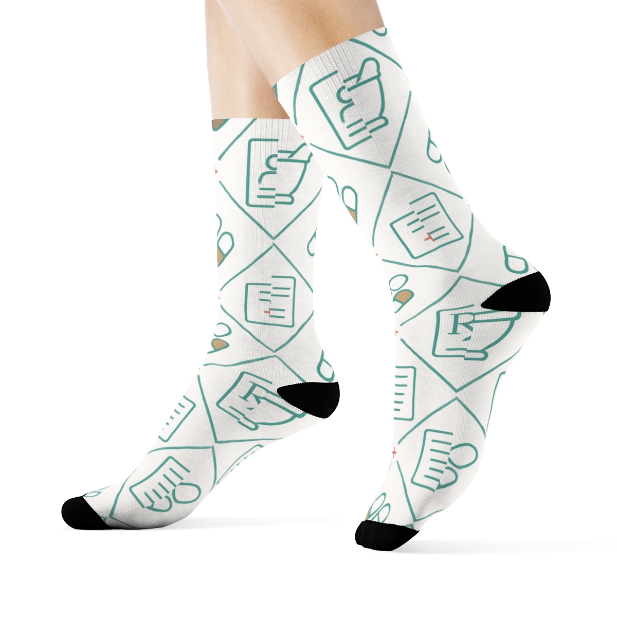 Pharmacist Tool Lattice In Mint And Ivory unique graphic crew socks