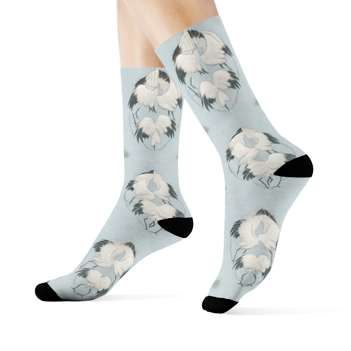 Crane Courtyard Circle Dance trendy patterned crew socks
