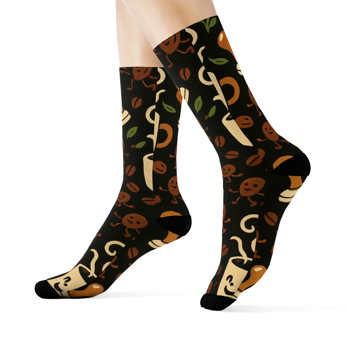 Barista-Grade Steaming Mug Carnival Pattern comfortable cotton crew socks