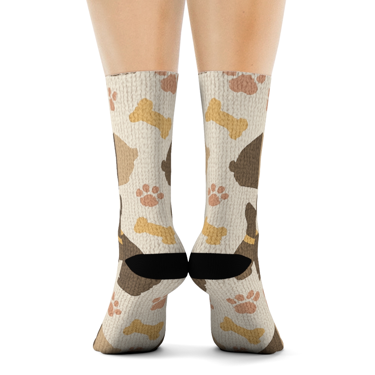 Knitted French Bulldog Cozy Loop Tessellation comfortable cotton crew socks
