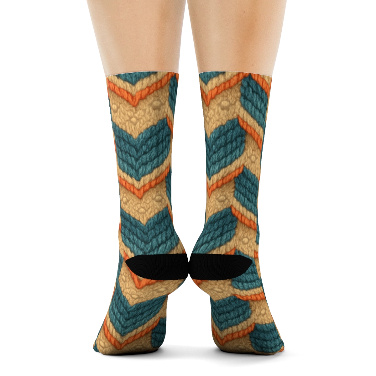 Knit Illusion Fish Scale Chevron unique graphic crew socks