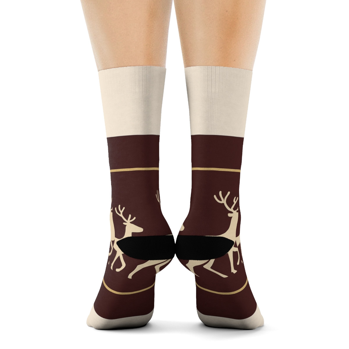 Reindeer Silhouette Progression Xmas stylish athletic crew socks