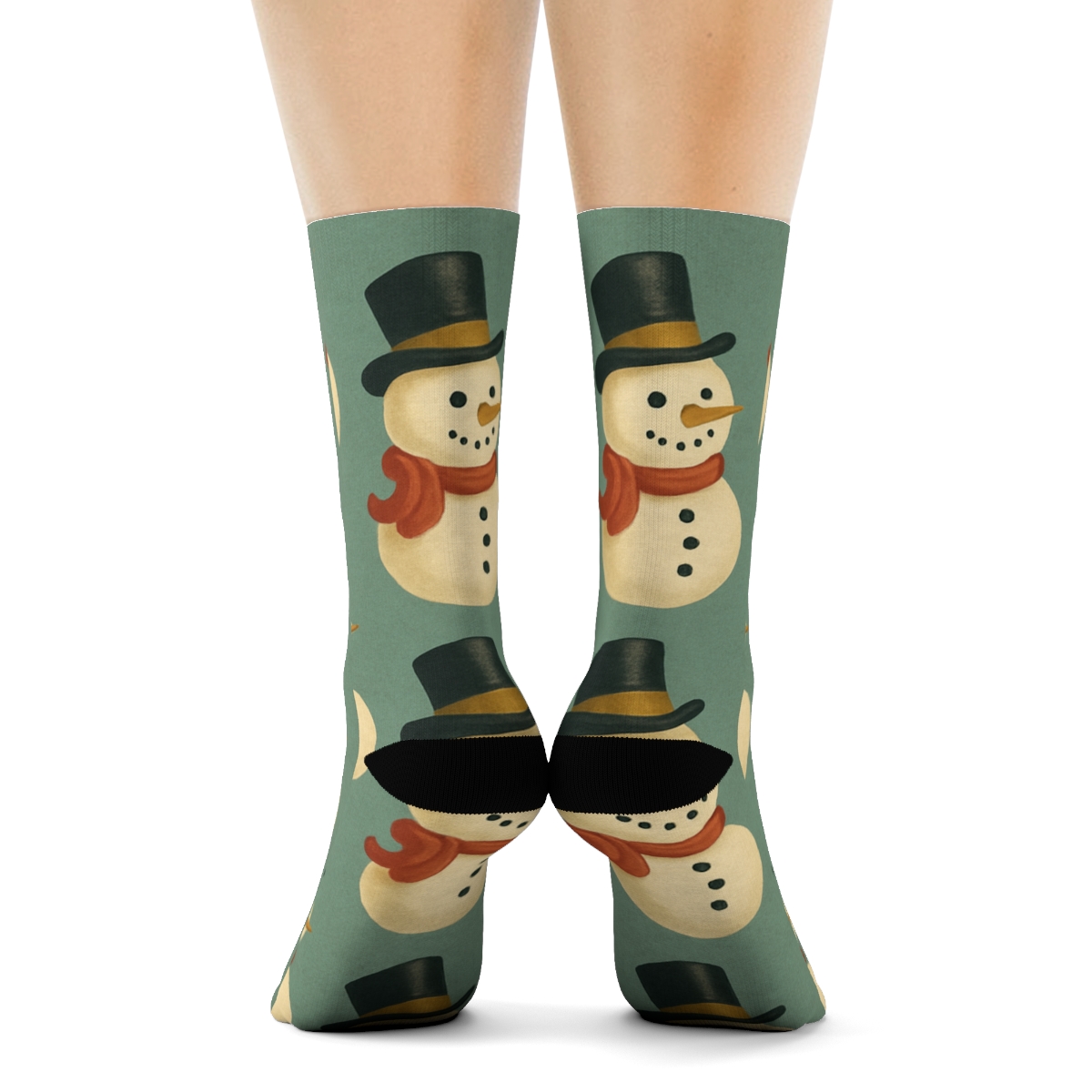 Vintage Poster Snowman Grid Holiday Edition unique graphic crew socks