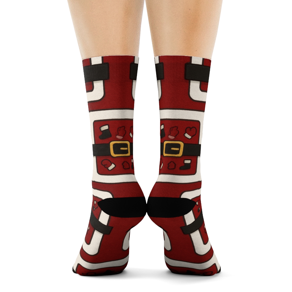 Belt Buckle Borders For Santa Pattern personalized crew socks