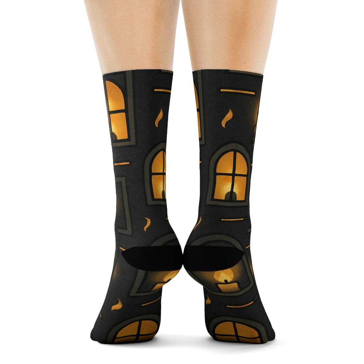 Lantern Pane Lattice With Candle Glow premium sports crew socks